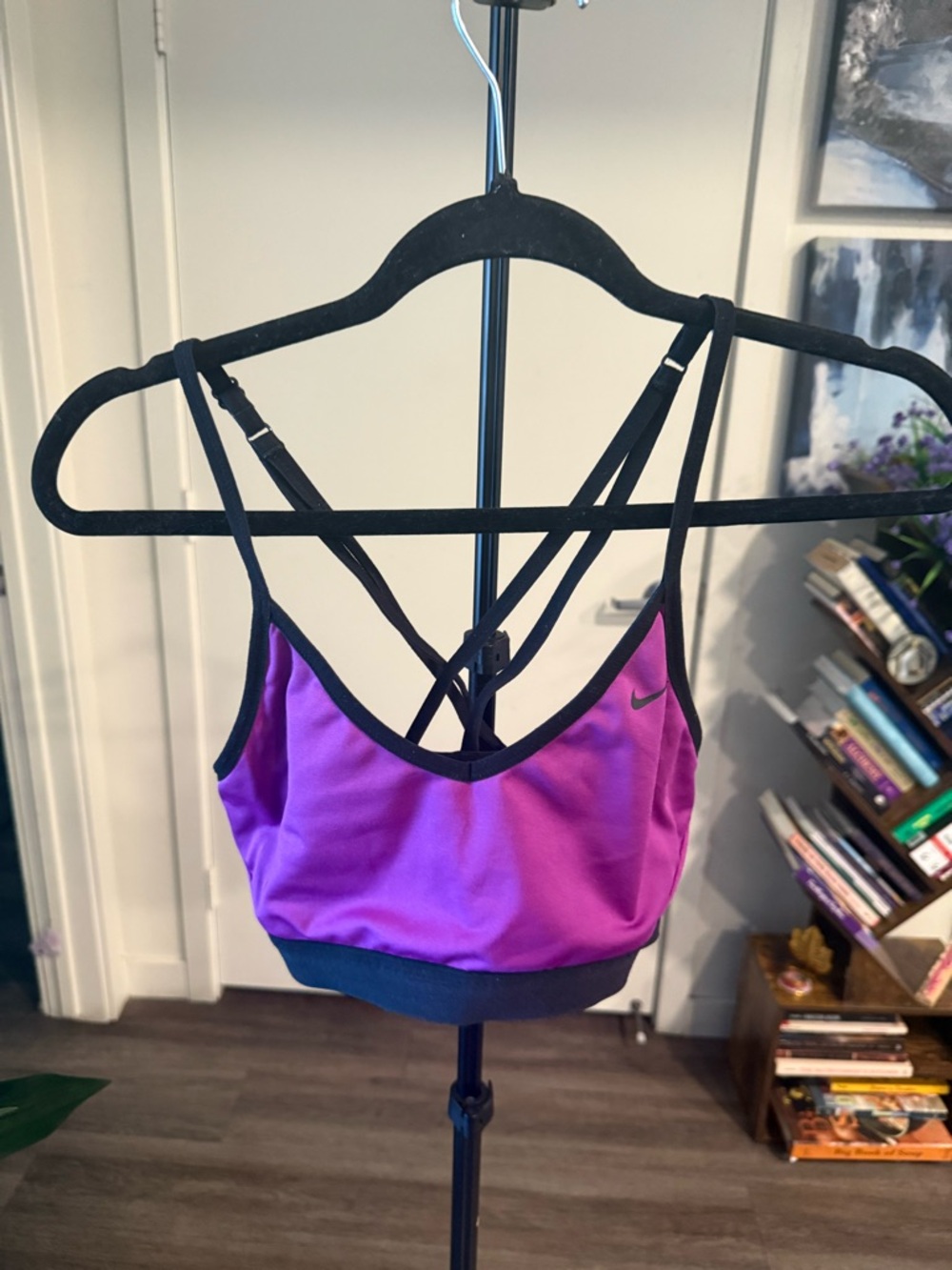 Nike Purple and Black Strappy Sports Bra